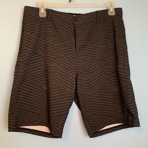 Mic Ros Micros black swim trunks board shorts with geometric print Sz 31